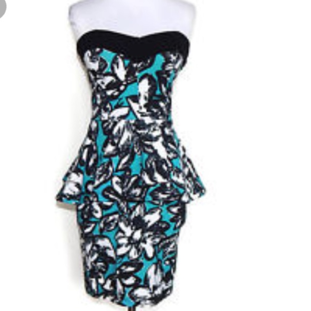 Betsey Johnson Strapless Peplum Jersey Dress